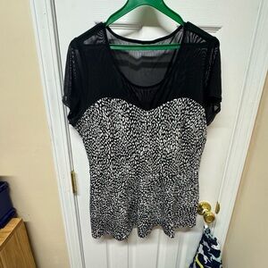 Torrid Black and White Patterned Blouse